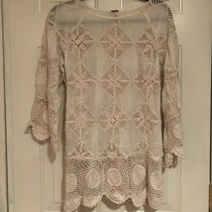 FREE PEOPLE creme lace top